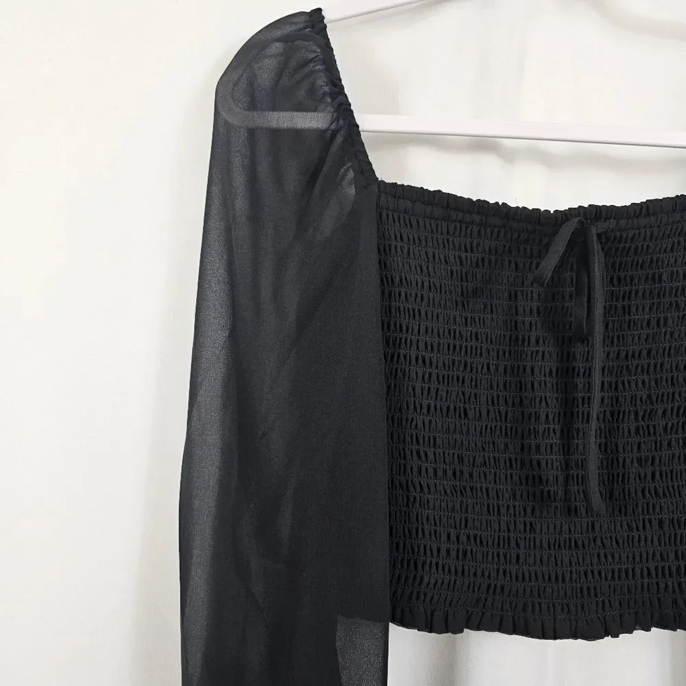 Aritzia Wilfred Smocked Blouse in Black - Size S